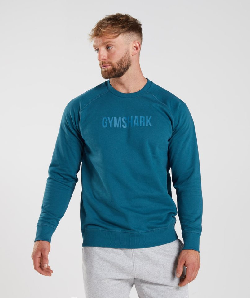 Men's Gymshark Apollo Crew Sweatshirts Turquoise | CA 17A863